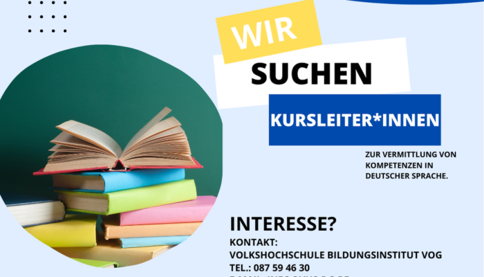 Die Volkshochschule Eupen sucht Kursleiter*innen für Deutschkurse in leichter Sprache/Basiskenntnisse! angebote emja 