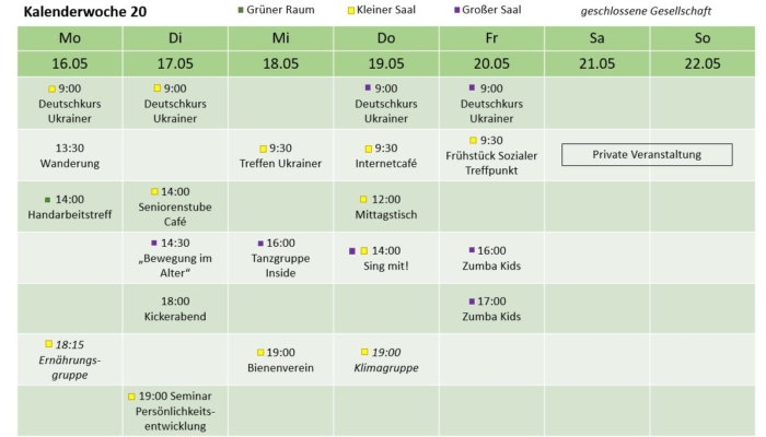 Aktivitäten im Dorfhaus Eynatten – Kalenderwoche 20 angebote emja 