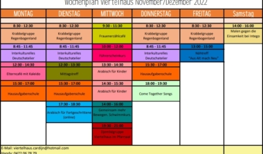 Aktivitätenplan November/Dezember Viertelhaus Cardijn. image news emja.be