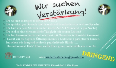 Kinder des Friedens suchen nach Unterstützung in unserem Geschäft auf der Klötzerbahn! image news emja.be