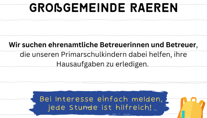 Aufgabenschulen der Großgemeinde Raeren suchen ehrenamtliche Unterstützung! angebote emja 