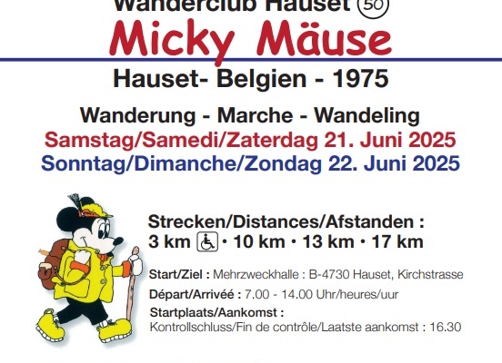 Wanderclub Hauset Micky Mäuse sucht ehrenamtliche Unterstützung für ihre große Wanderung im Juni! angebote emja 