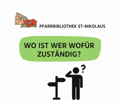 Wo ist wer für zuständig? Pfarrbibliothek Eupen logo anbieter